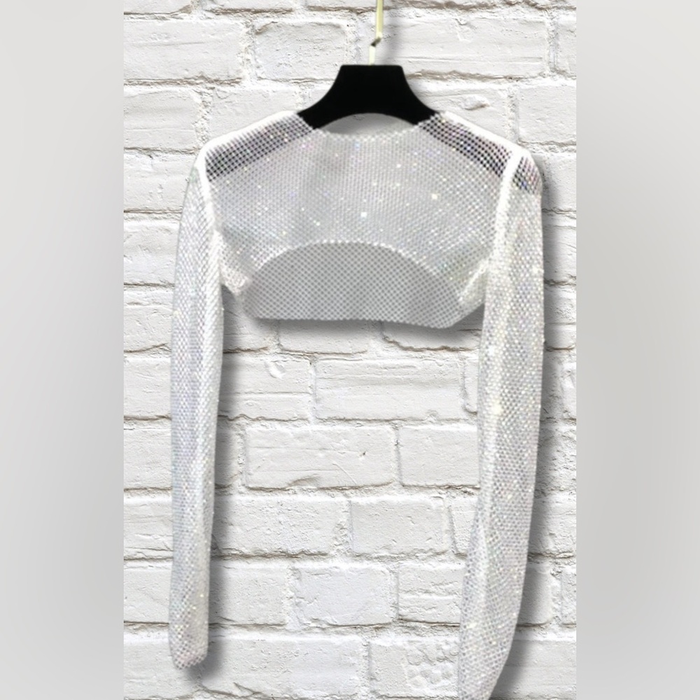 Cropped mesh rhinestoned party top. Never worn- bought for a dance costume.